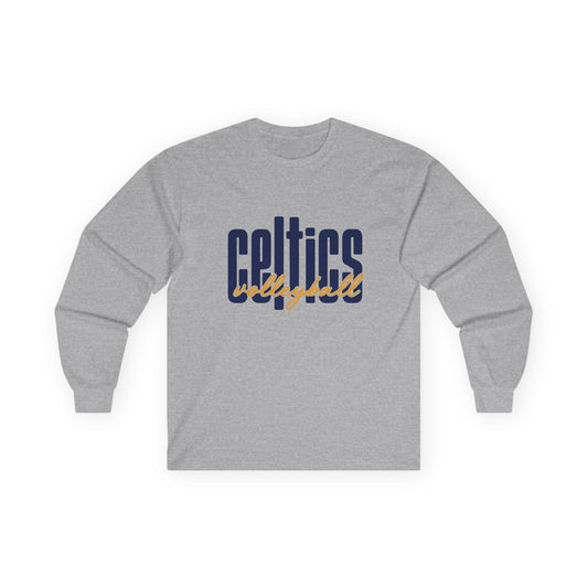 Long Sleeve Tee — 'Celtics' Volleyball Retro Script Logo