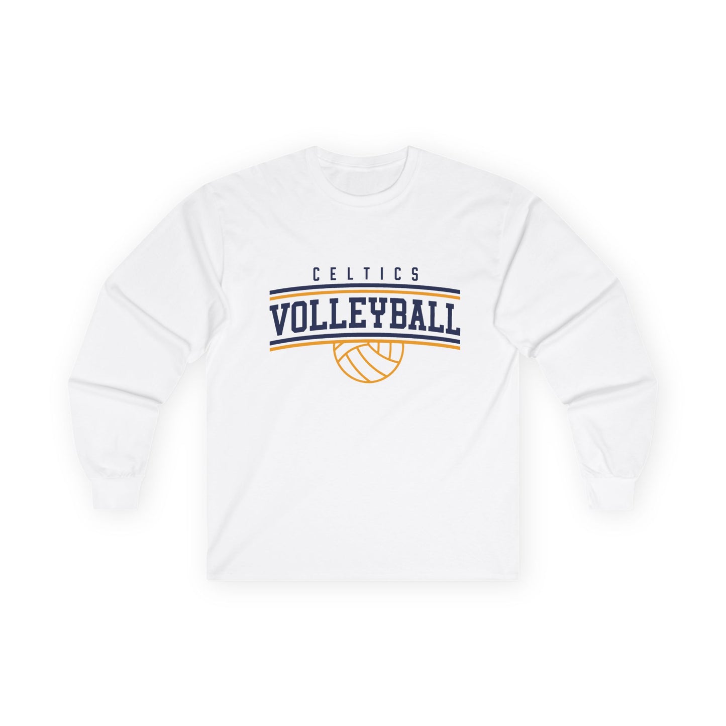 Adult Long Sleeve Tee — 'Celtics' Volleyball Retro Script Logo