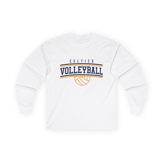 Adult Long Sleeve Tee — 'Celtics' Volleyball Retro Script Logo