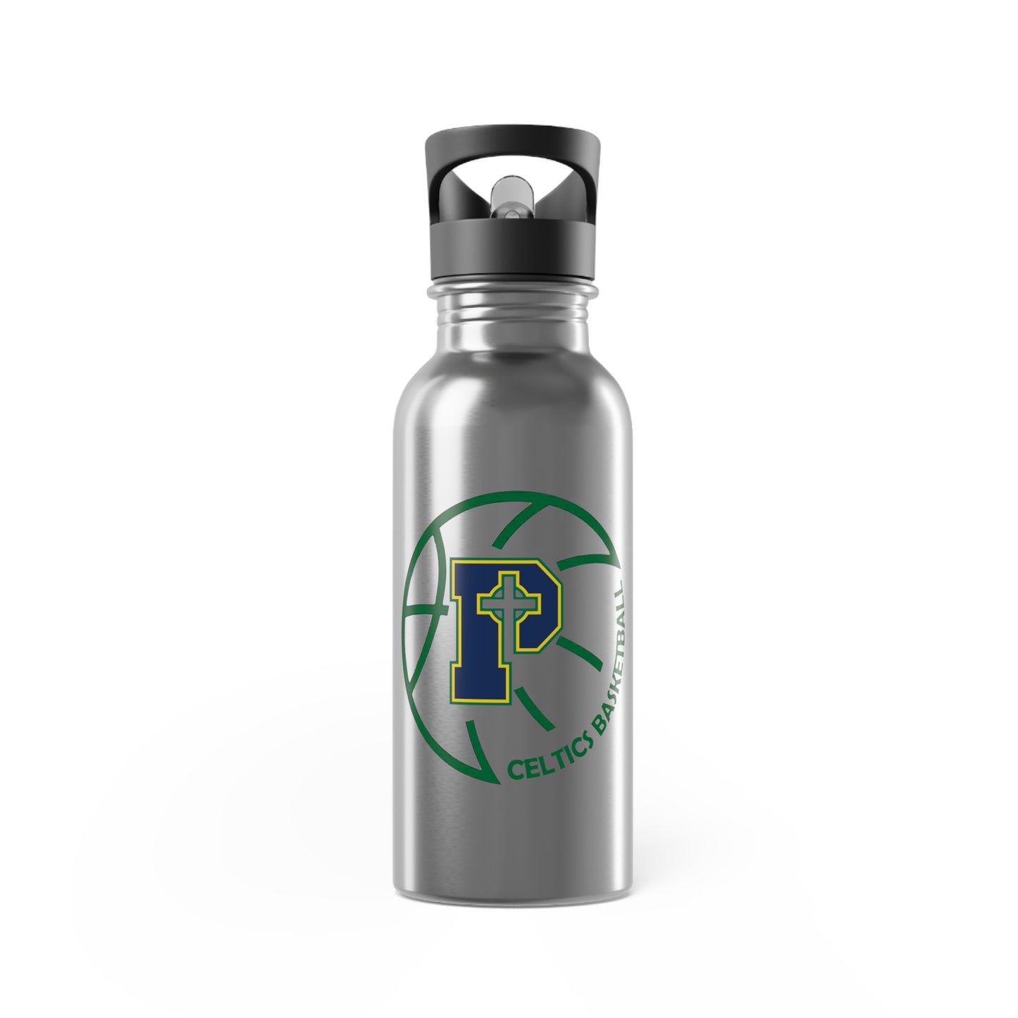 Basketball Logo Stainless Steel Water Bottle with Straw — 20oz Team Sports Bottle